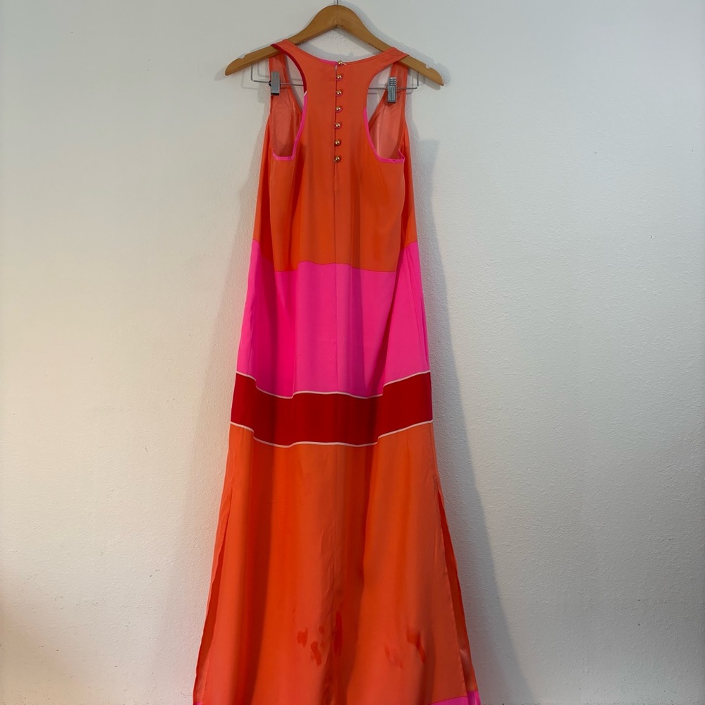 Amanda Uprichard Sleeveless Color Block Maxi Dress Size Large 100% Silk - Picture 6 of 7
